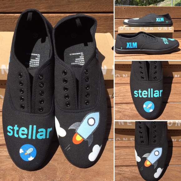 Stellar Lumens Crypto custom hand painted TOMS - Picture 1 of 1